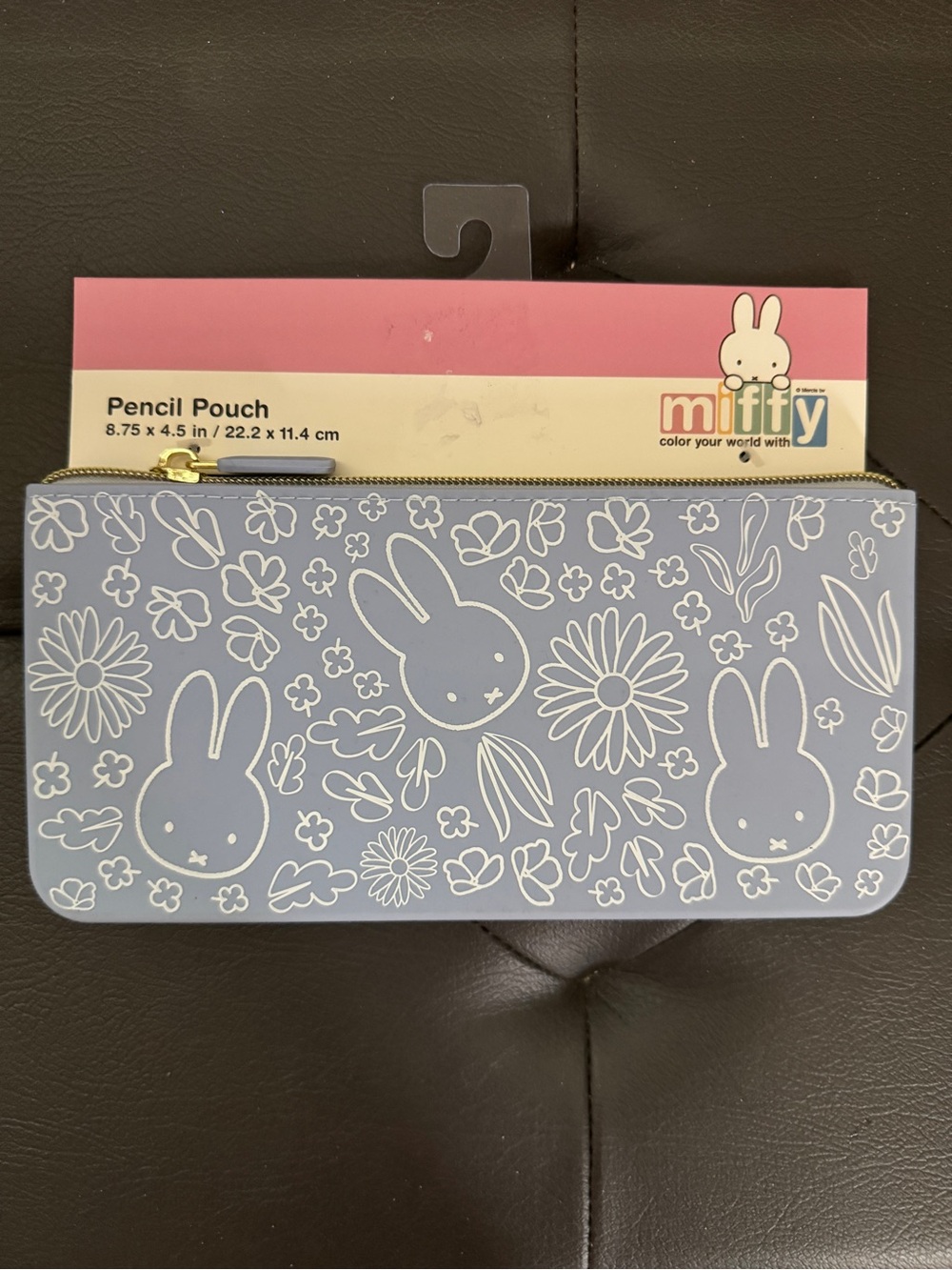 Miffy Light Blue Floral Bunny Zip Pencil Pouch